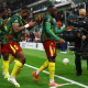 Cameroon players celebrate winning goal