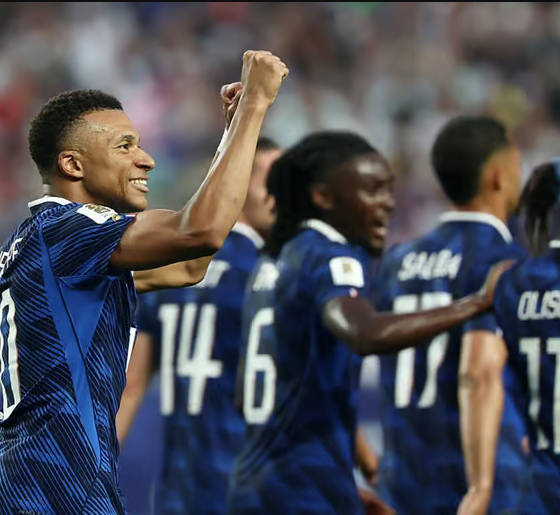 Kylian Mbappe scored either side of the delay